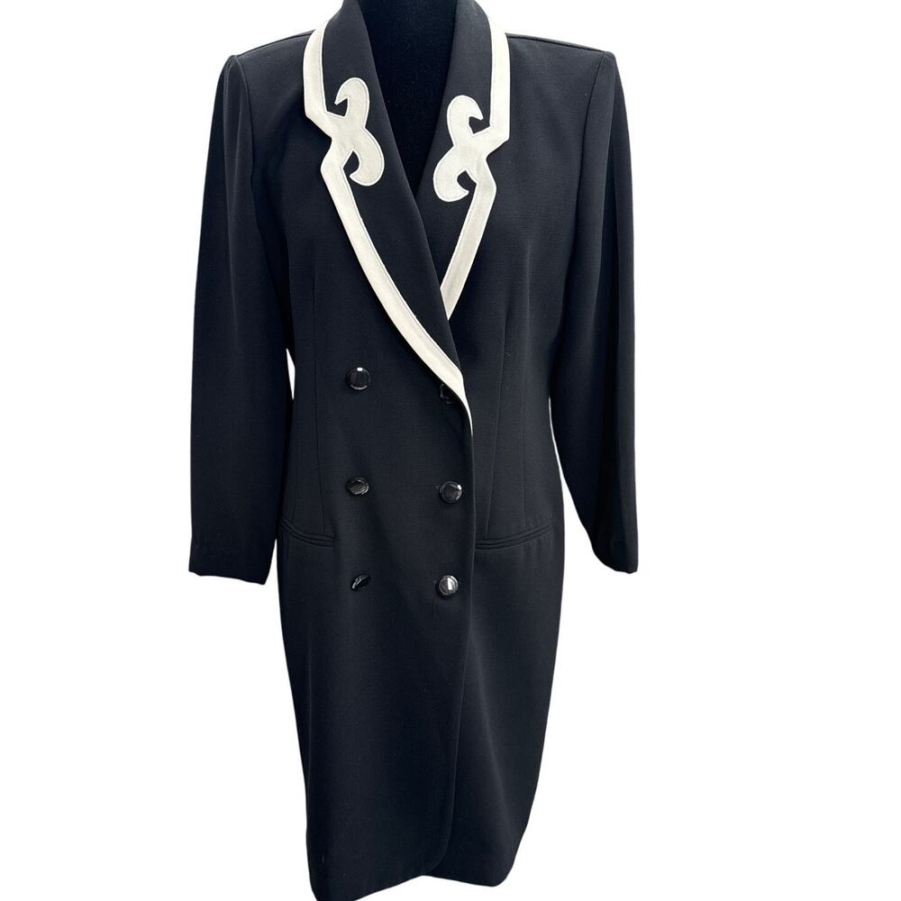 Vintage Danny & Nicole Double Breasted Black White Dress Size 10